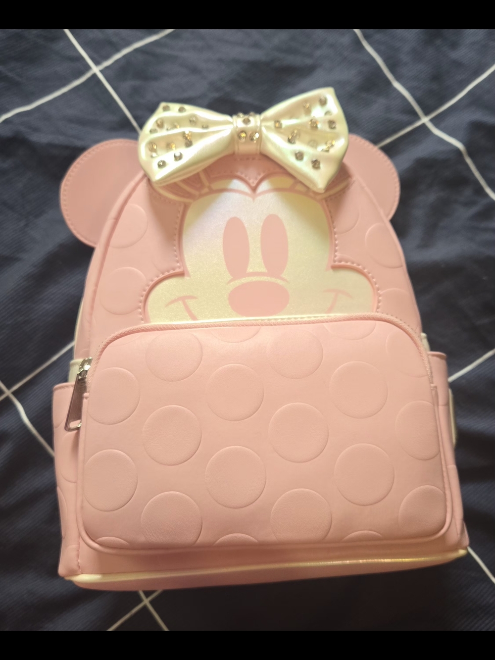 Loungefly Pink Minnie Bow Mini Backpack with Gold Accent